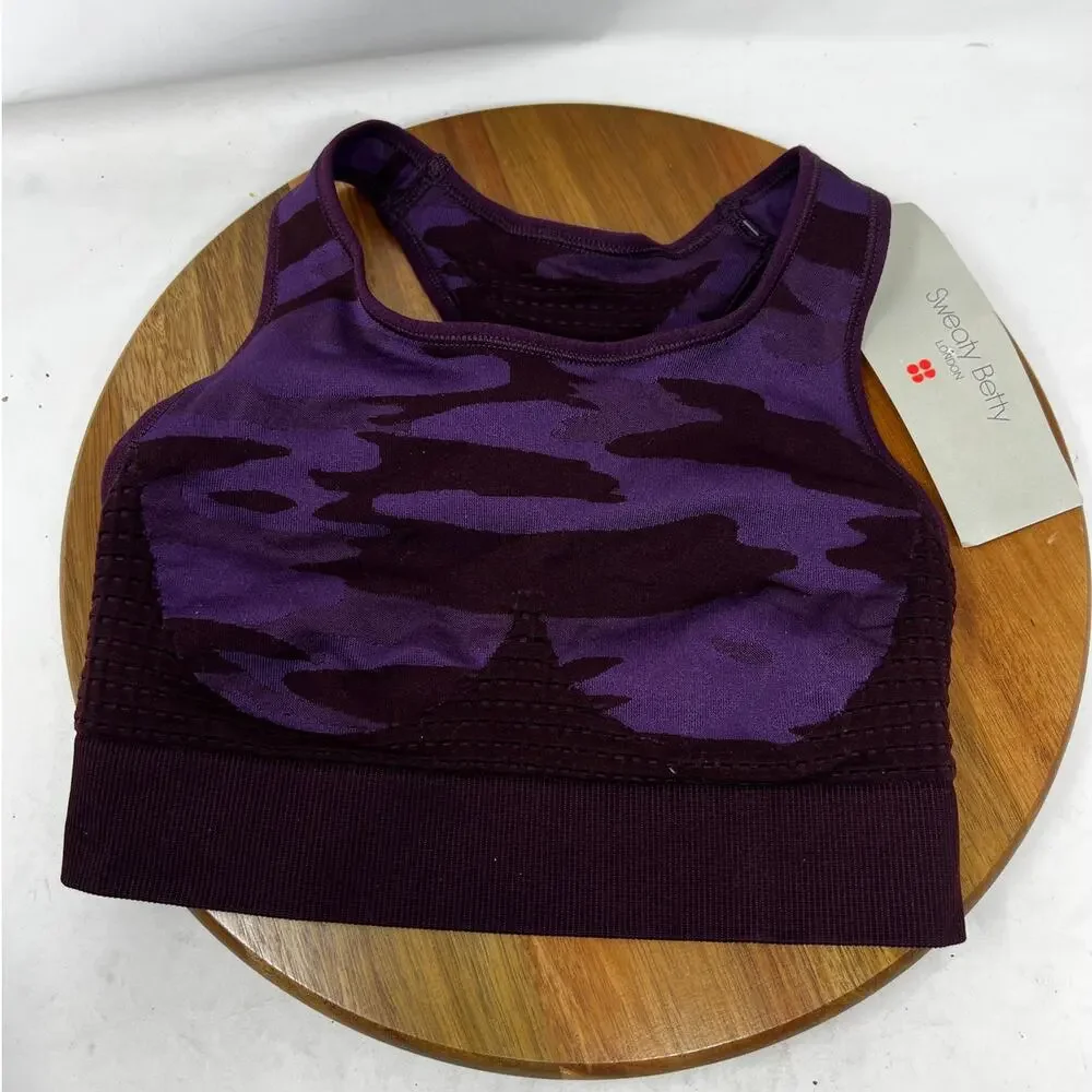 Sweaty Betty Stamina Racer‎ Back Camo Medium Impact Workout Sports Bra Small